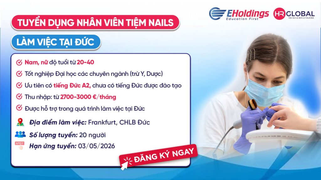 Thông báo Tuyển dụng Nhân viên tiệm Nails làm việc tại CHLB Đức