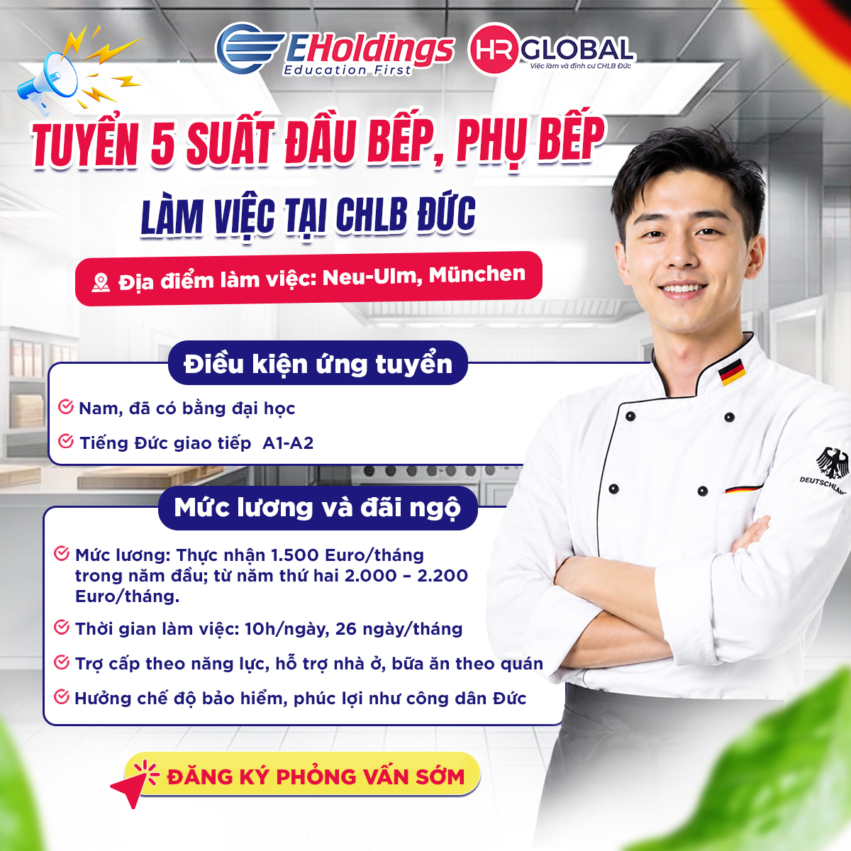 tuyển dụng vị trí đầu bếp phụ bếp diện visa 18b
